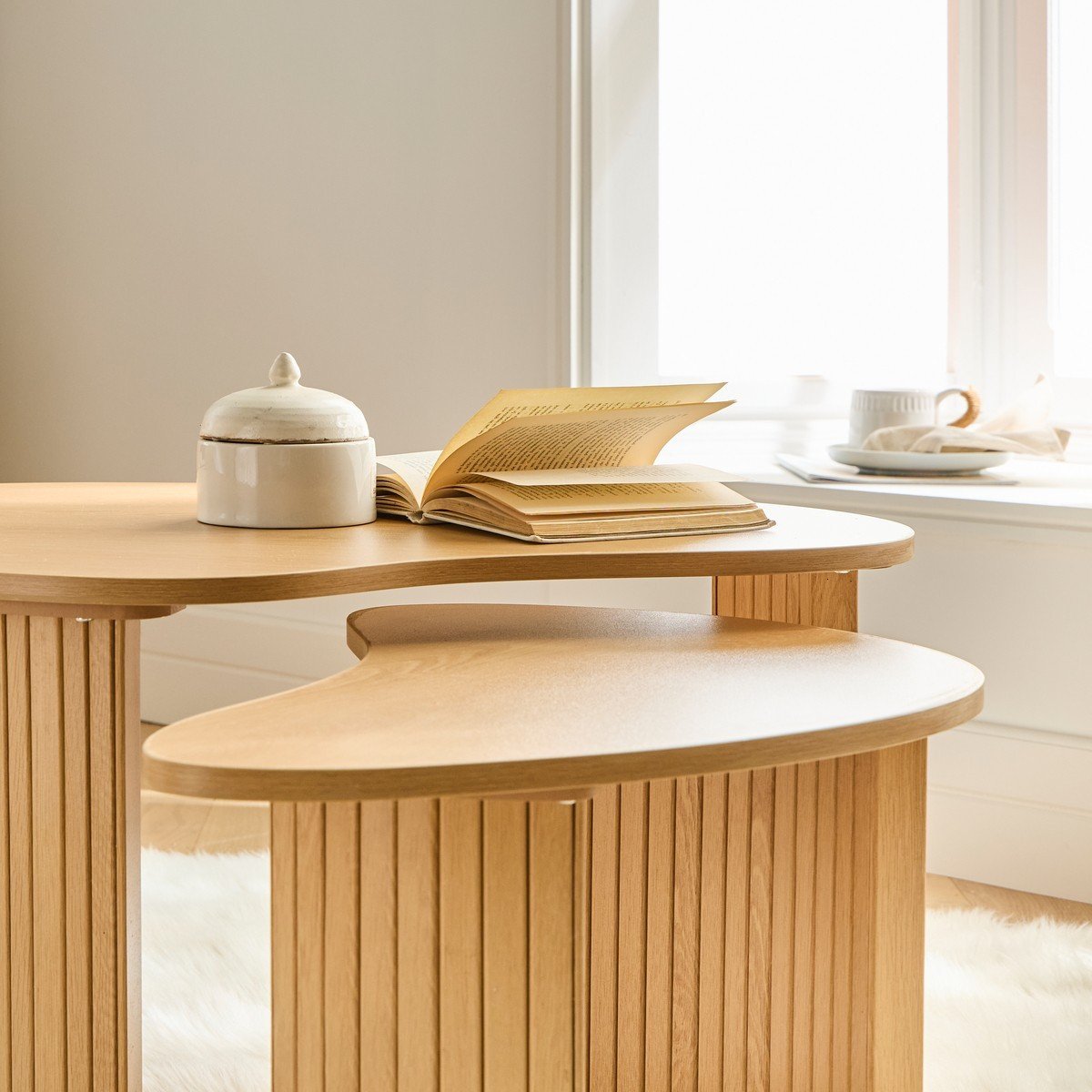 Lot de 2 tables basses - THÉA bois clair, CALICOSY