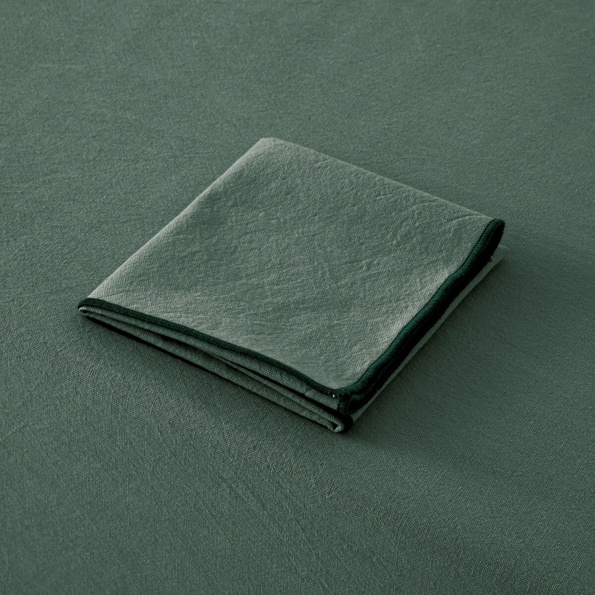 Lot de 4 serviettes de table, coton lavé, Tampa vert grisé, LA REDOUTE INTERIEURS