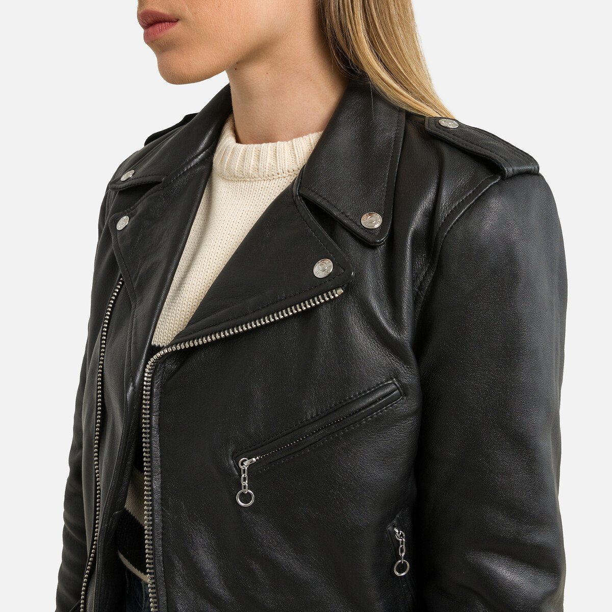 Perfecto en cuir d'agneau LCW8600 noir, SCHOTT