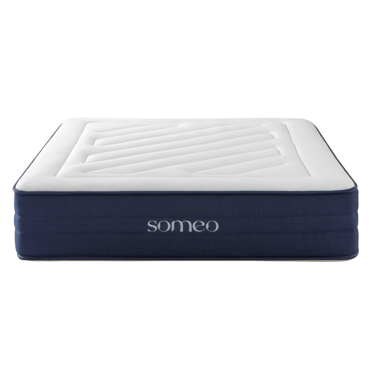 Ensemble matelas ressorts, latex et mémoire de forme, sommier Constellation et pieds Rêve 700 blanc, SOMEO