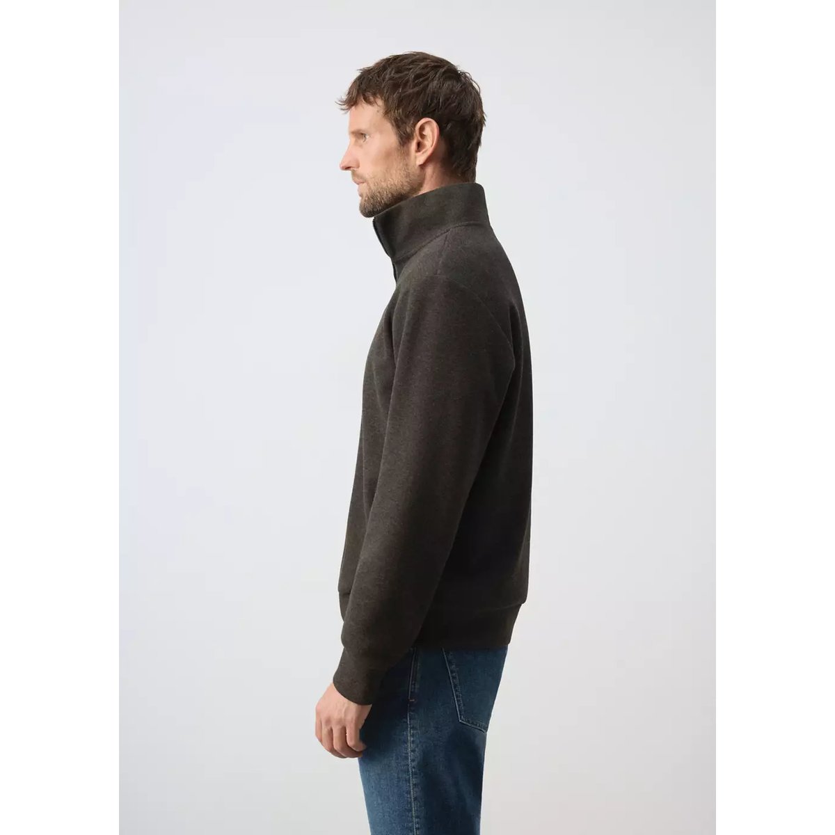 Sweat-shirt en maille grattée coupe regular fit marron, MANGO MAN