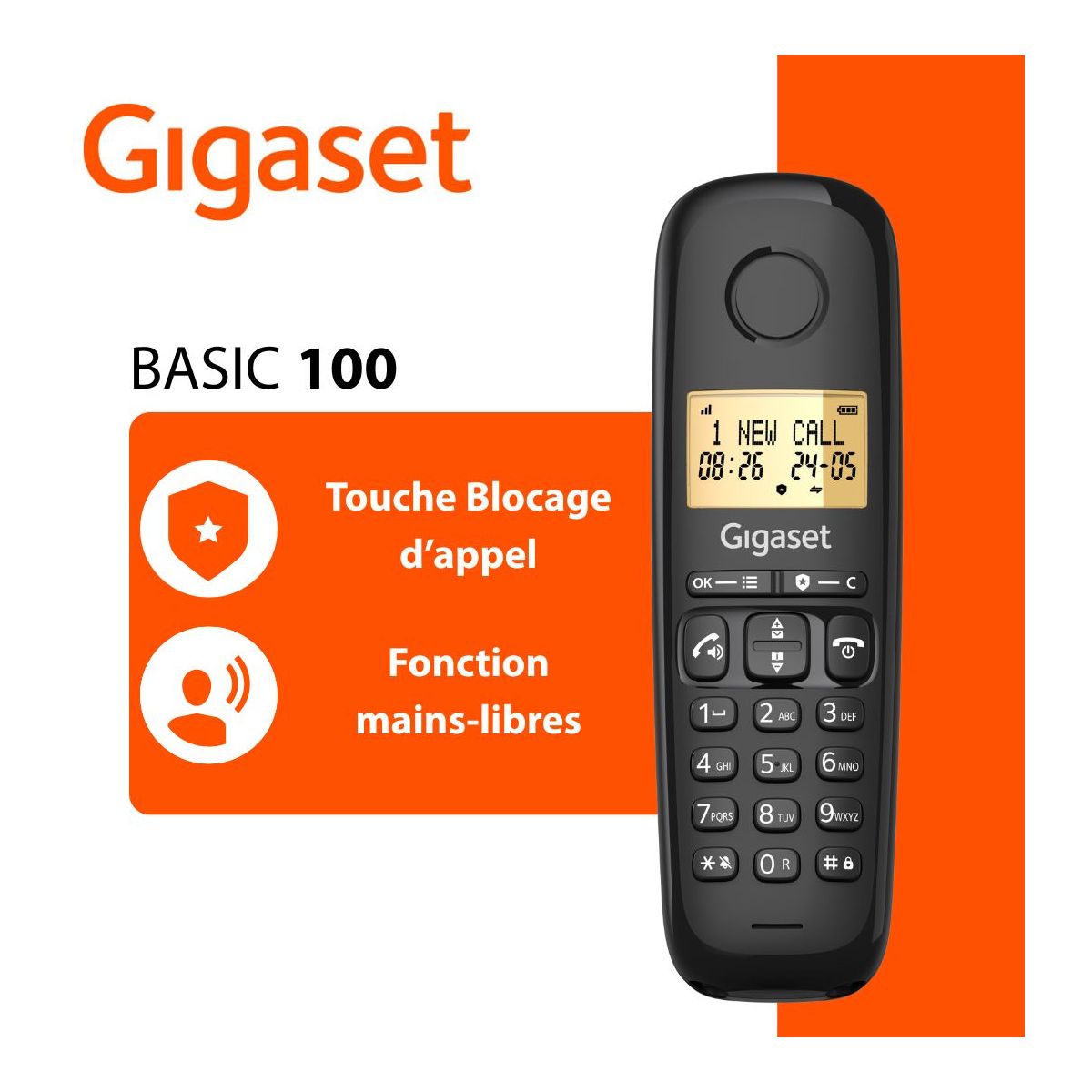 Téléphone sans fil BASIC 100 TRIO couleur unique, GIGASET