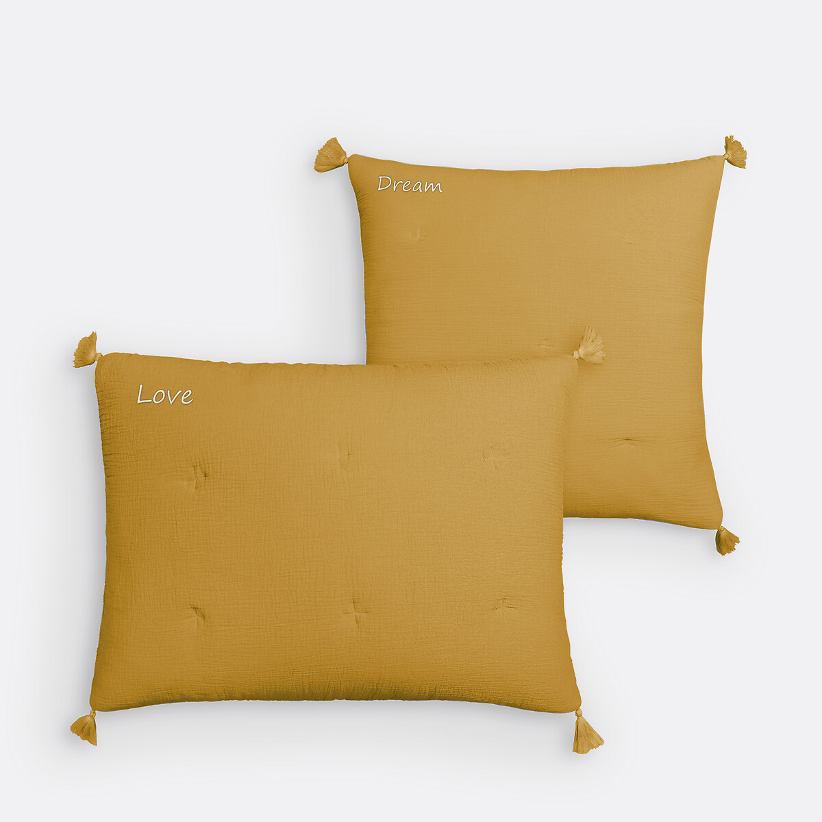 Housse coussin gaze de coton personnalisée Kumla jaune paille, LA REDOUTE INTERIEURS