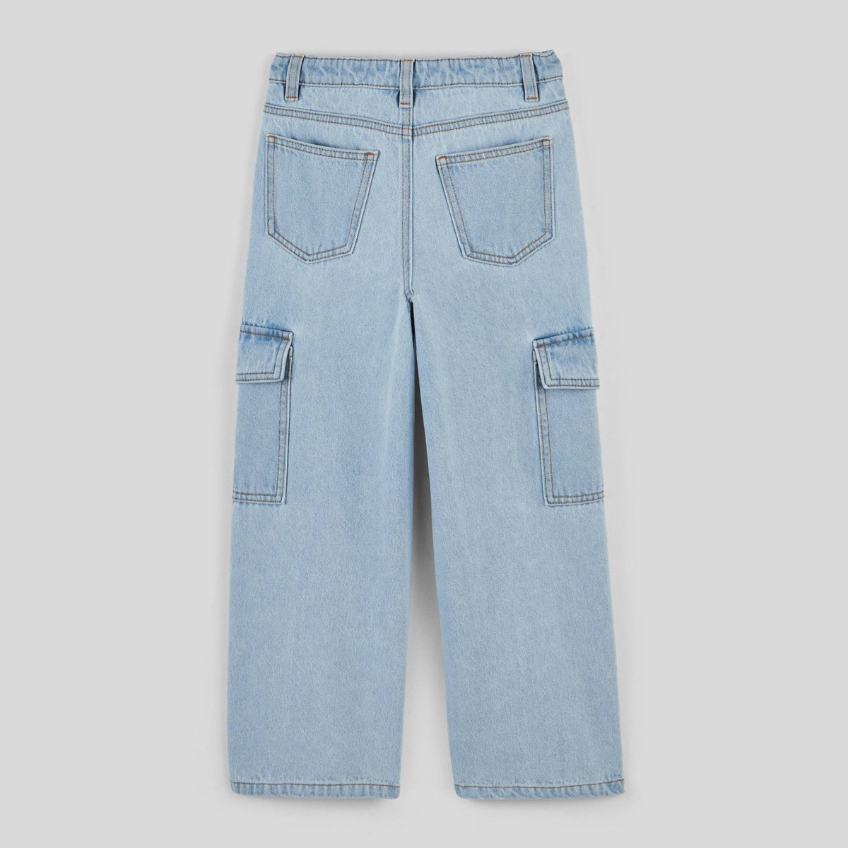 Jean cargo en coton BIO bleach denim, MONOPRIX