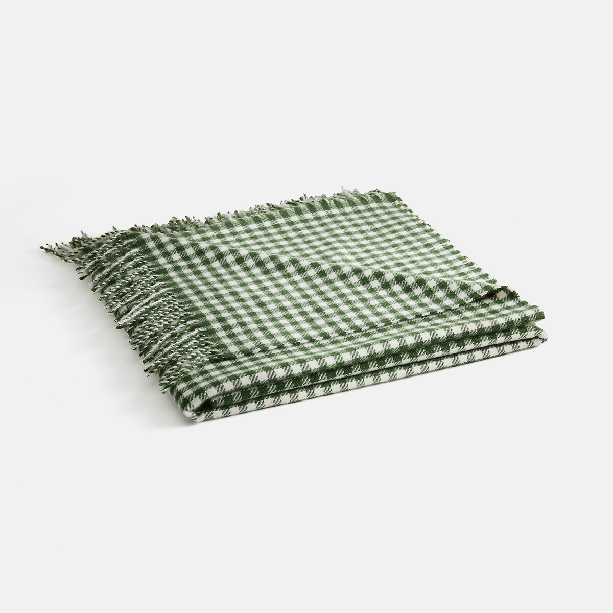 Plaid imprimé petits carreaux, finition frangée, ONESSA vichy vert, LA REDOUTE INTERIEURS