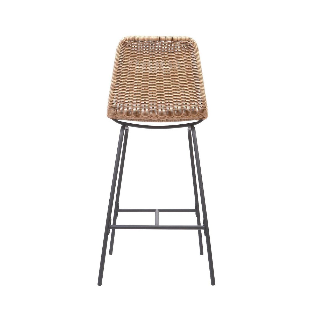 Lot de tabourets de bar et d'ilot en métal avec assise en rotin 65cm KUTA|Lot de 2 | Lot de 2 naturel, MOB IN