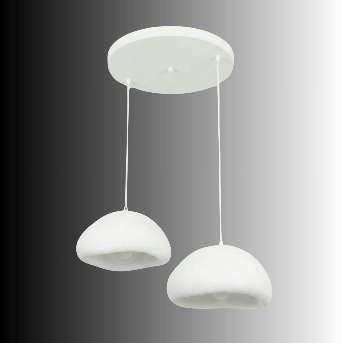 Suspension blanche design organique 2 abat-jour 74 cm NOXIS blanc, PIER IMPORT