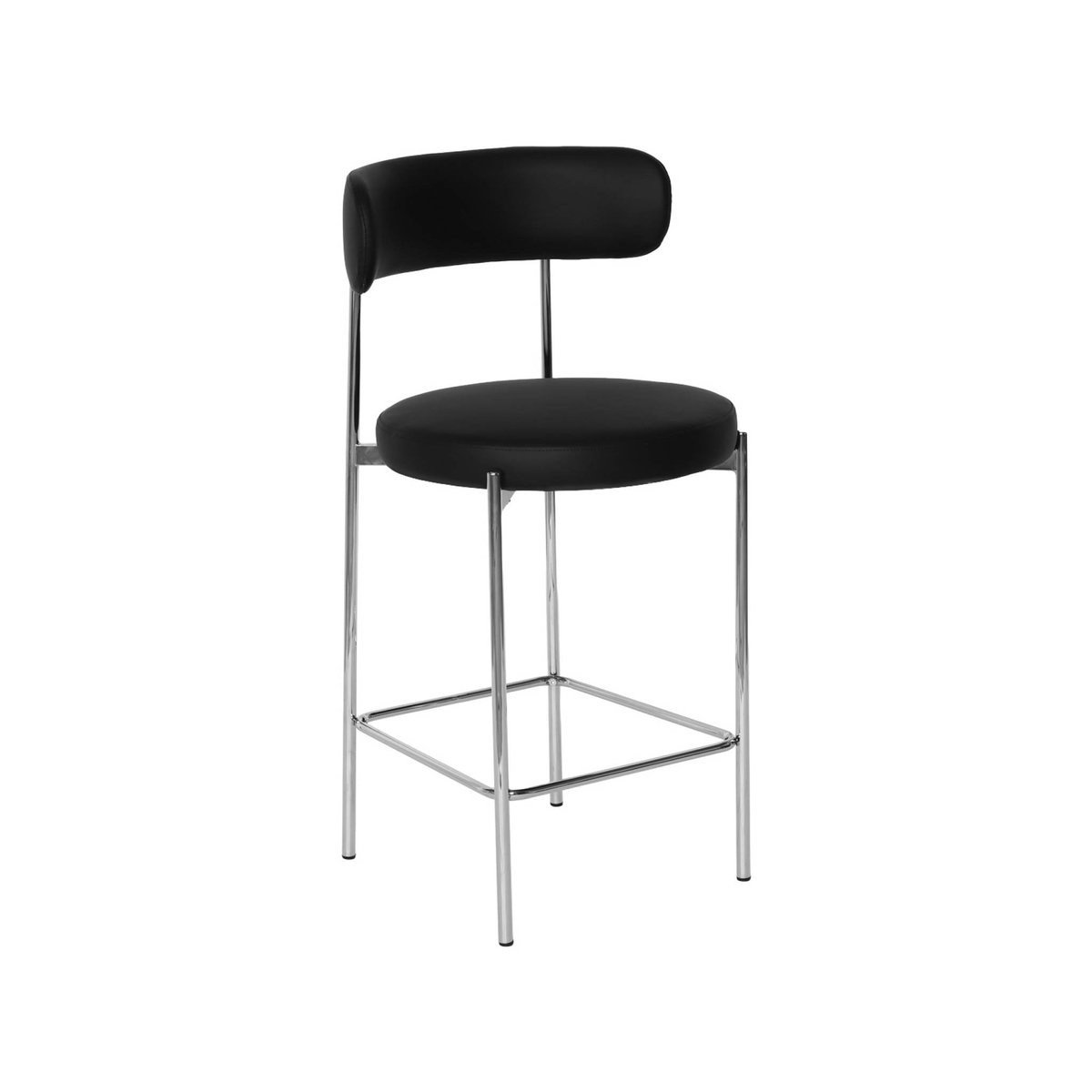 Tabouret de bar vintage acier chromé et simili cuir 67cm (lot de 2) LOLA noir, SWEEEK