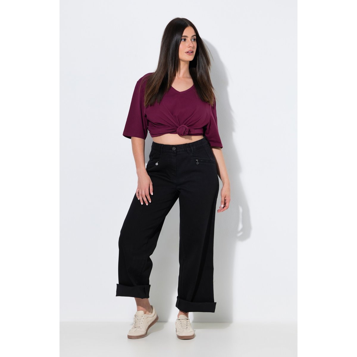 Jean Mony jambe large, poches zippées noir, ULLA POPKEN