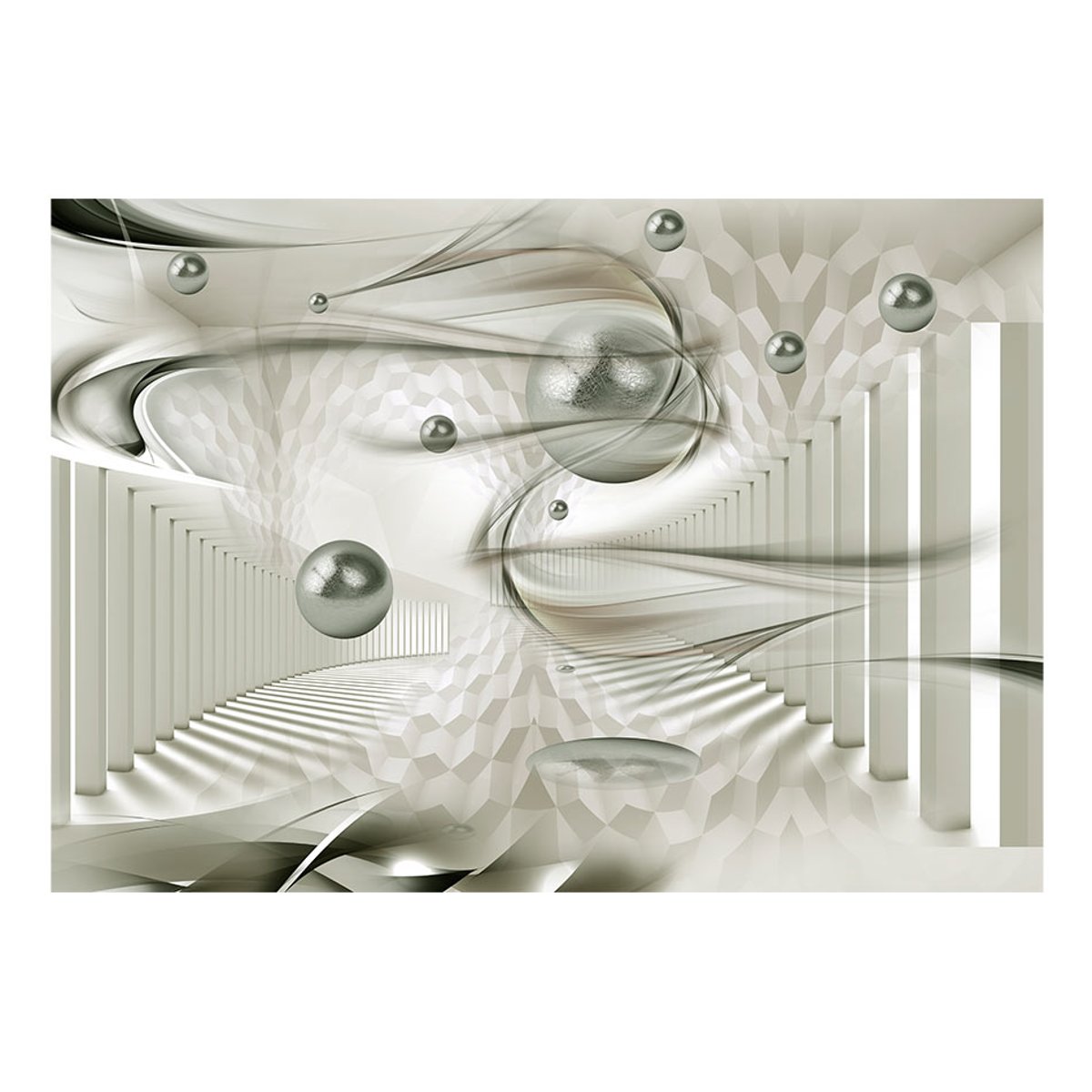 Papier peint intissé panoramique Abstractions Silver bullets gris / argent, EDEN
