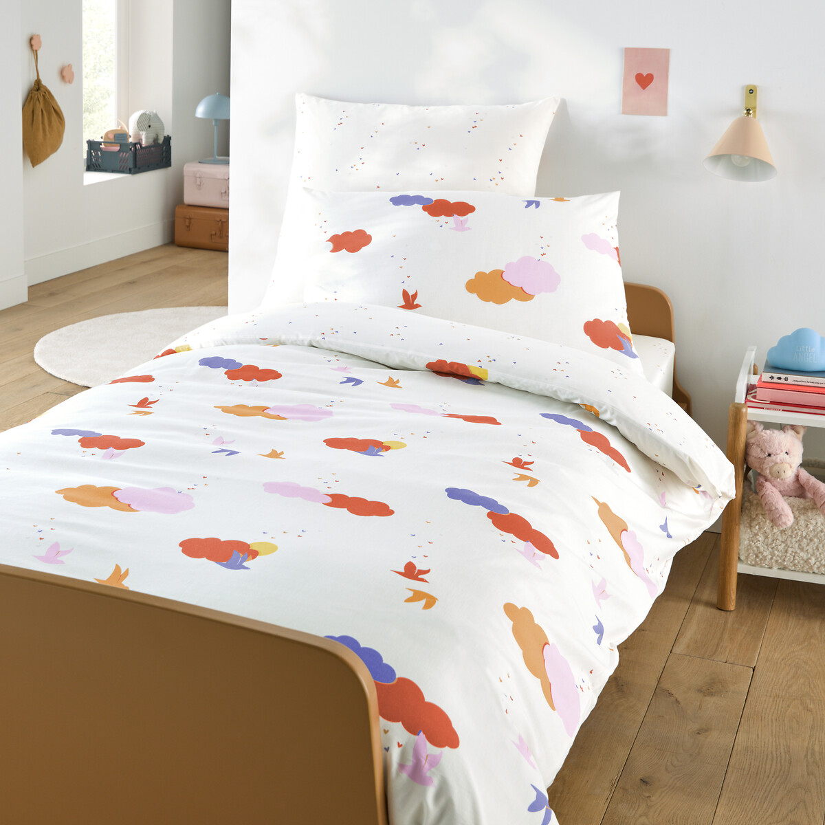 Housse de couette enfant, en coton biologique, imprimé nuages, NOKI imprimé oiseaux, LA REDOUTE INTERIEURS