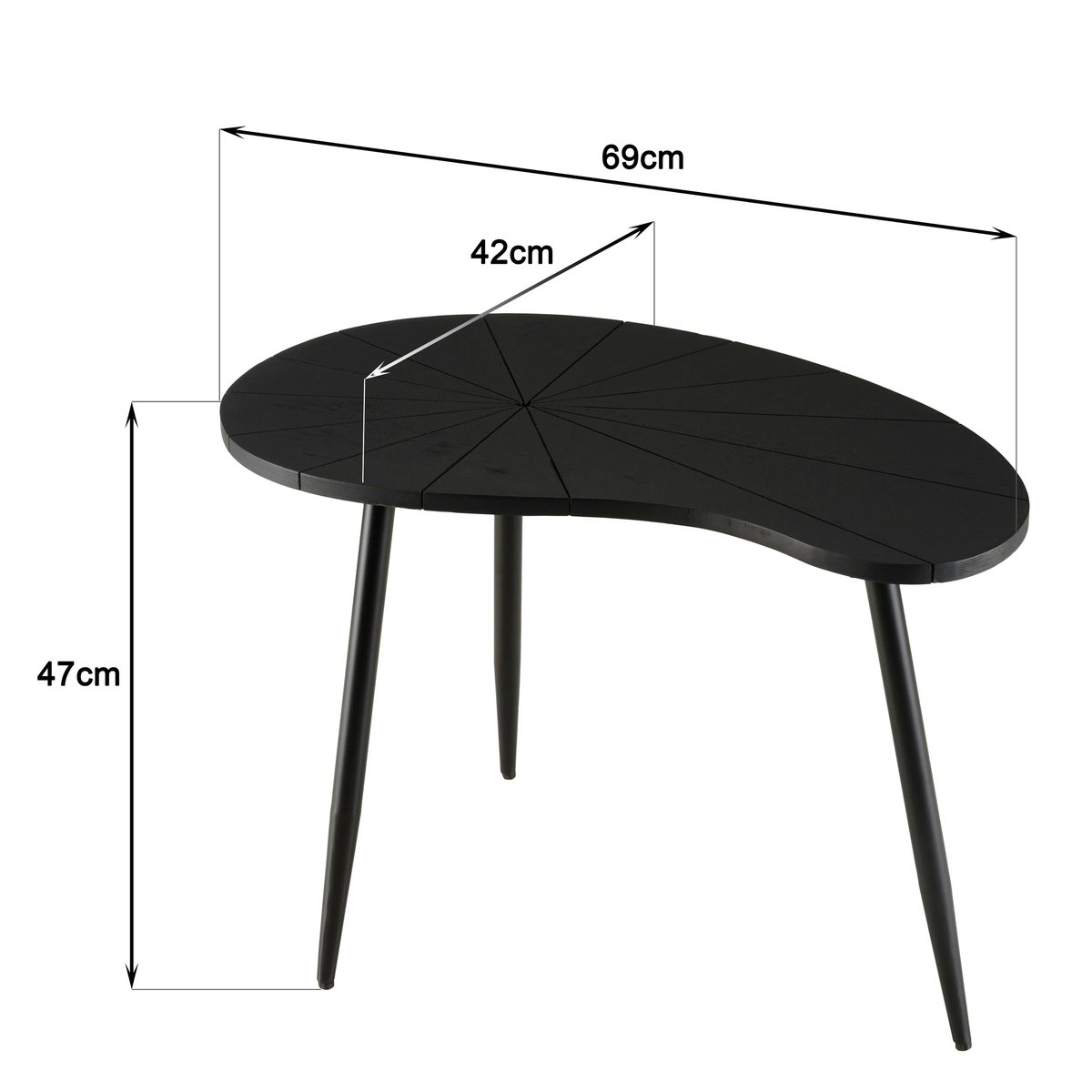Bout de canapé ovale manguier dessiné noir mat ZALA noir, PIER IMPORT