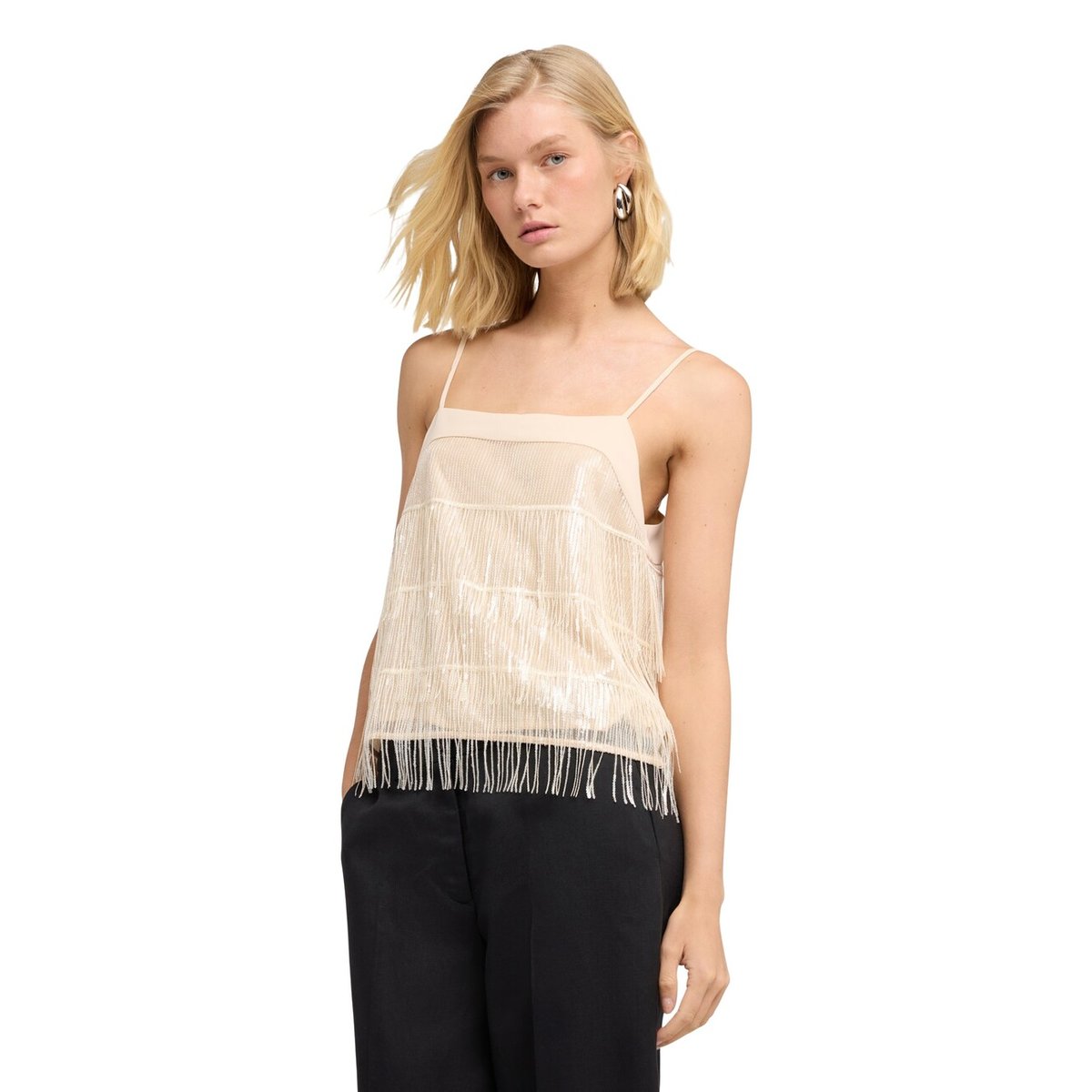 Top à franges beige, MOTIVI