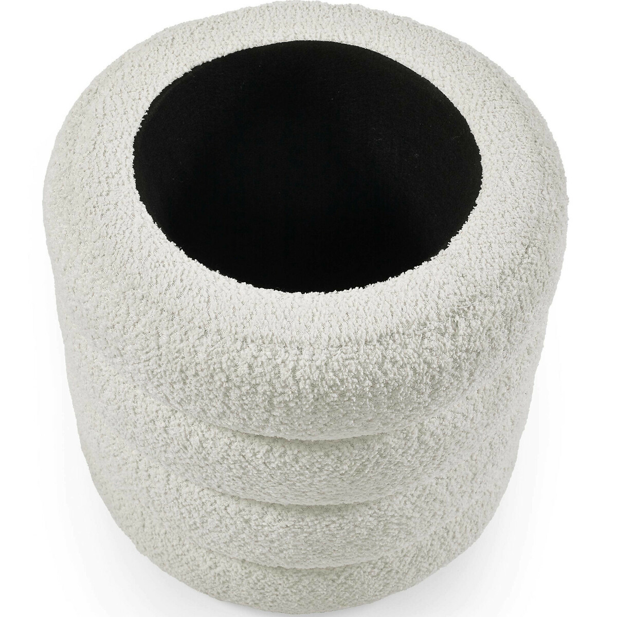 Celes Bouclé Curve Upholstered Storage Stool ivory, SO'HOME