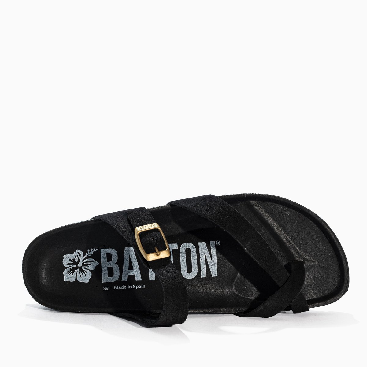 Tongs en cuir suédé DIANE black, BAYTON