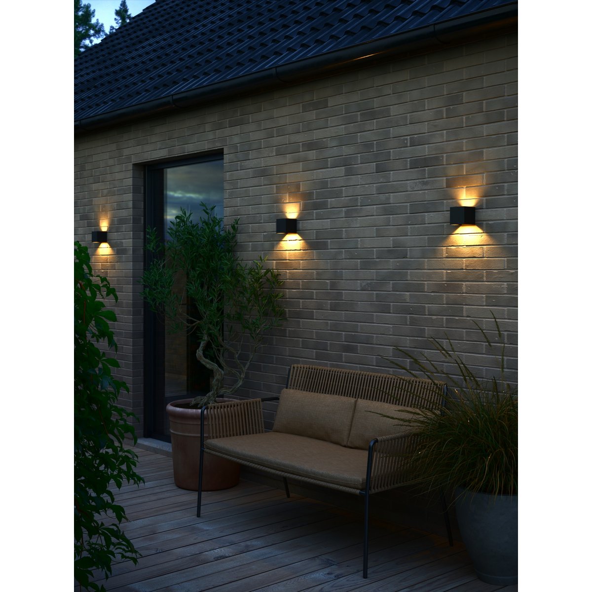 Applique murale extérieure bidirectionnelle en aluminium, MILDA carré noir, NORDLUX