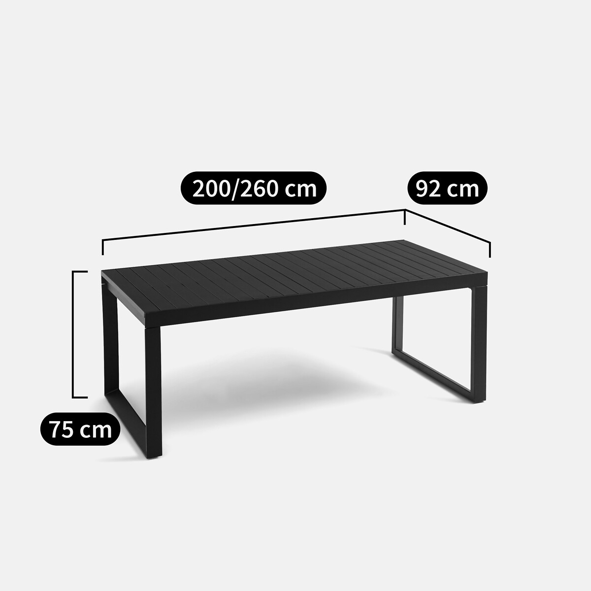 Table de jardin extensible en aluminium, Zory noir, LA REDOUTE INTERIEURS
