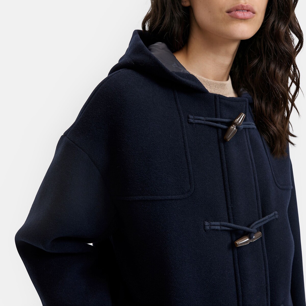 Kurzer Dufflecoat mit Kapuze marine, LA REDOUTE COLLECTIONS