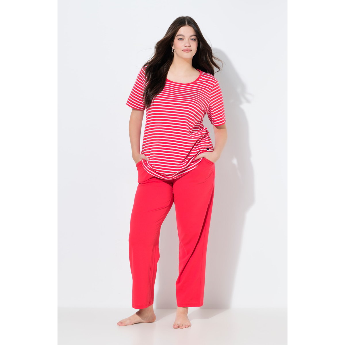 Pyjama 2 pièces en coton bio rouge fuschsia, ULLA POPKEN