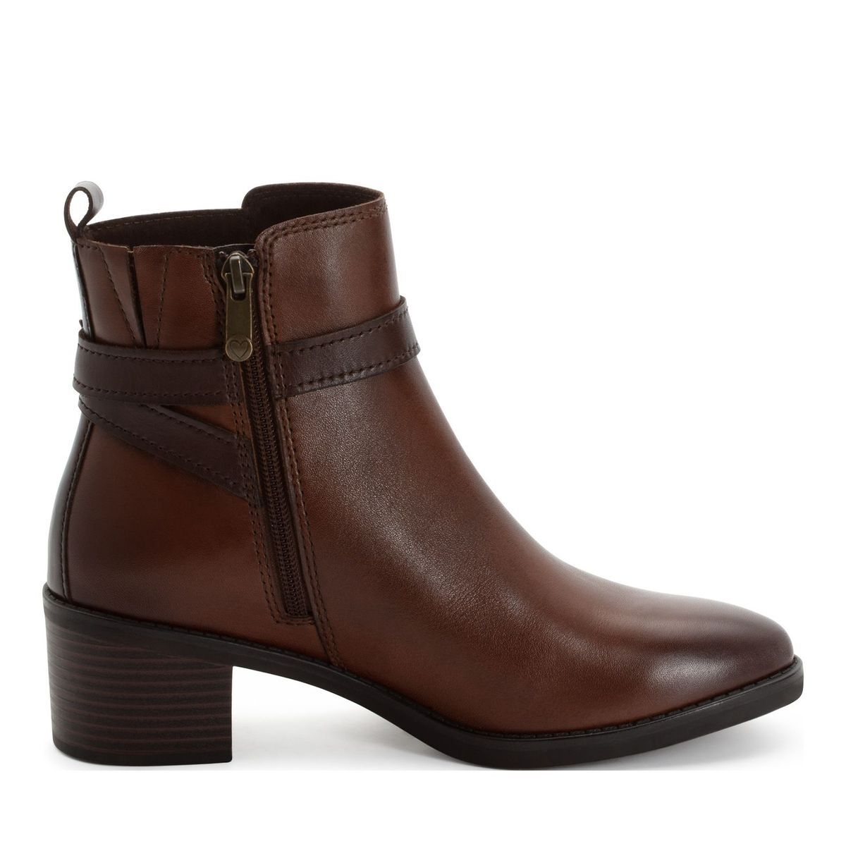 Bottine en cuir marron antilope, MARCO TOZZI