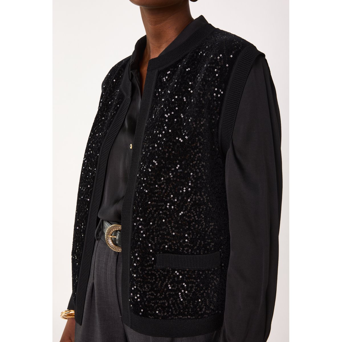 Gilet sans manches à sequins BECKA noir, Maison 123