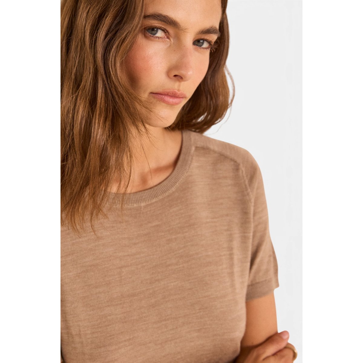 Pull à manches courtes en laine ALICE tabac, Maison 123