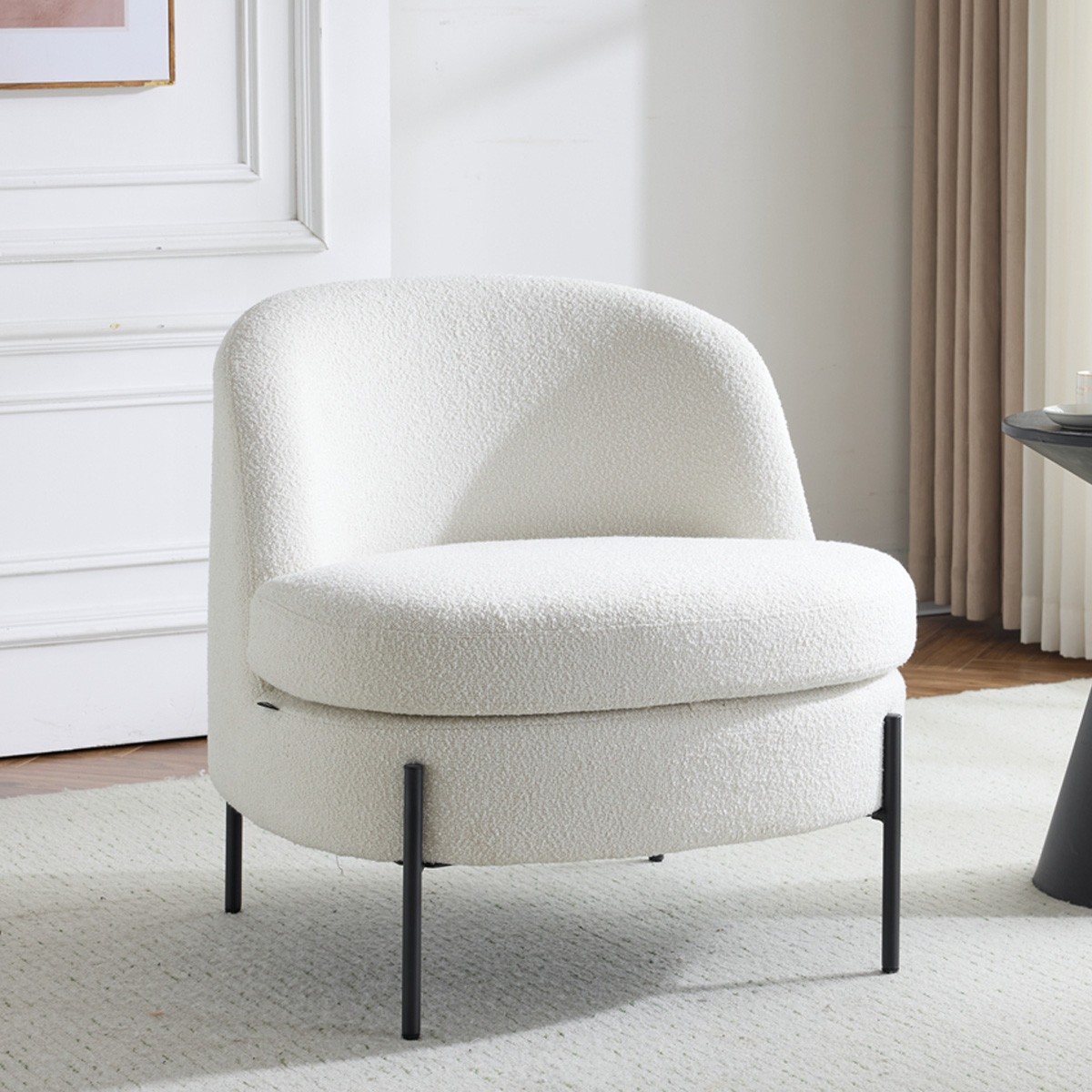 Fauteuil en tissu bouclé - VIANNEY beige, HOMIFAB