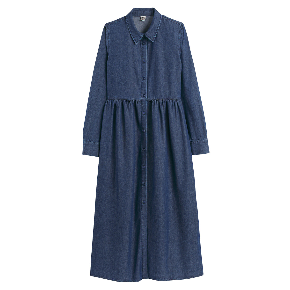Denim Maxi Dress with Long Sleeves denim blue , LA REDOUTE COLLECTIONS