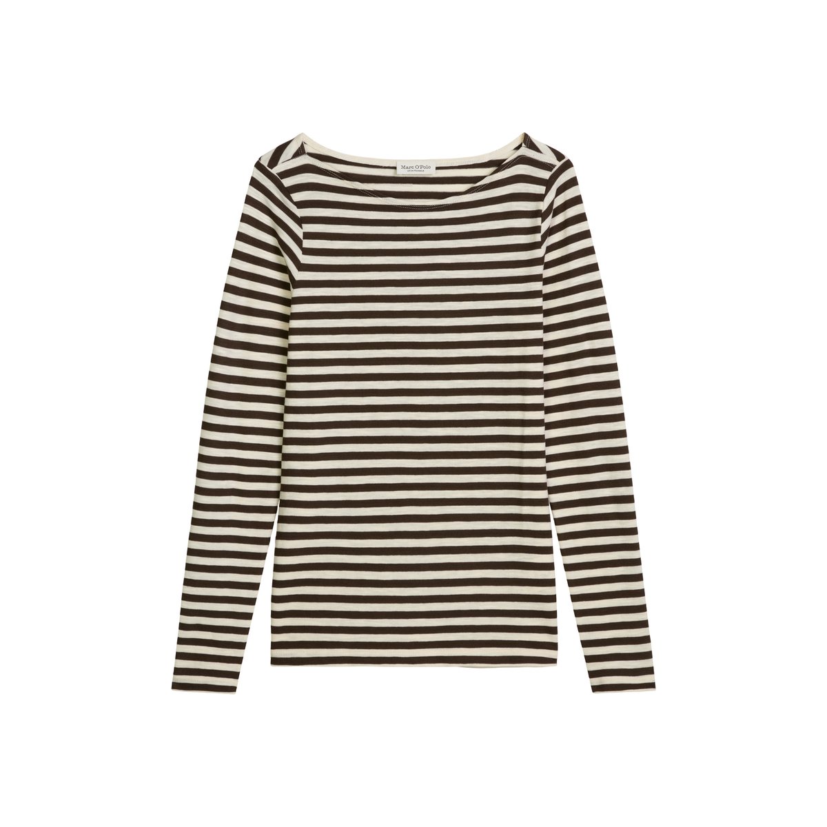 T-shirt à manches longues en jersey Organic Cotton Club noir, MARC O'POLO