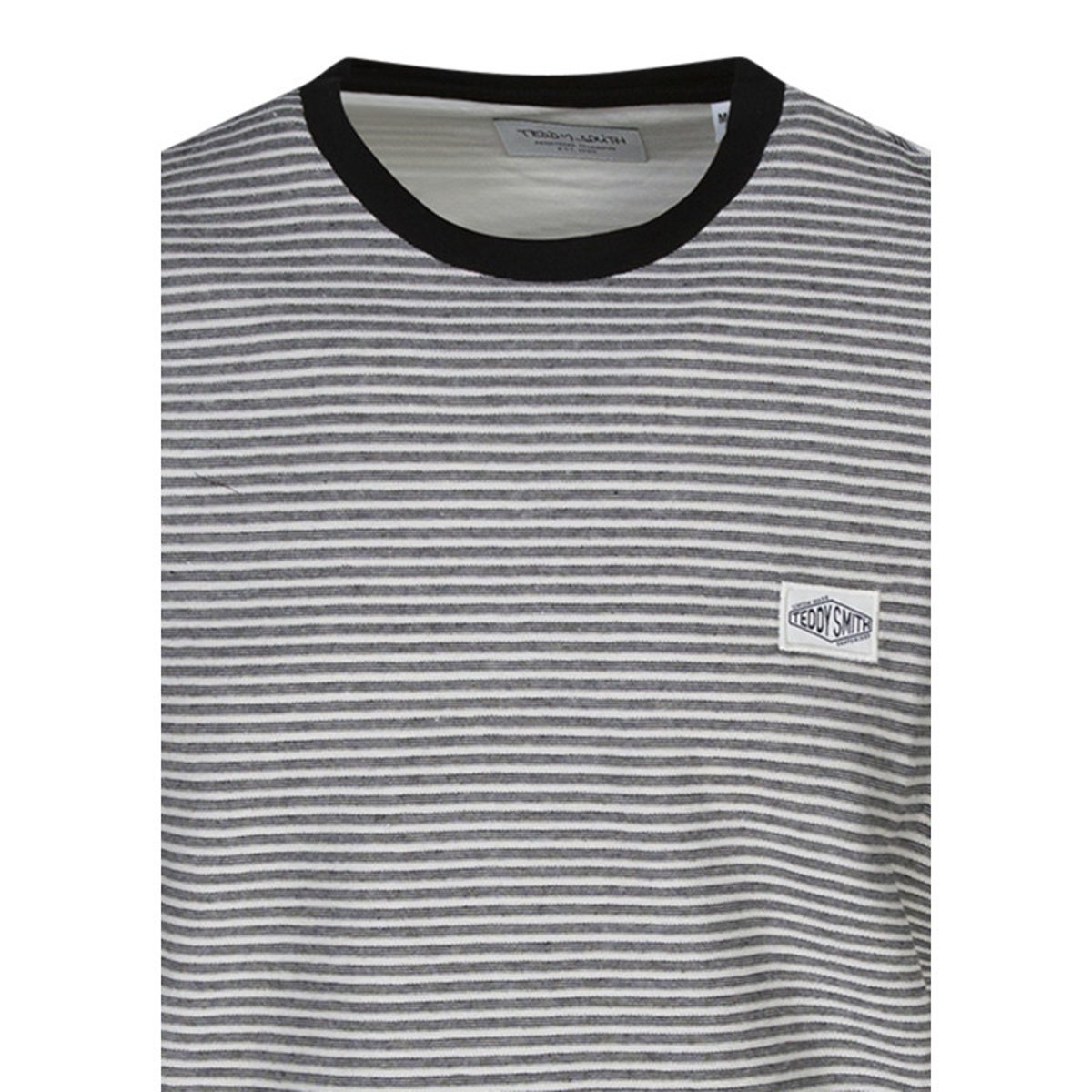 T-shirt noir et écru à coupe droite pourvu d'un col rond et de manches courtes noir, TEDDY SMITH