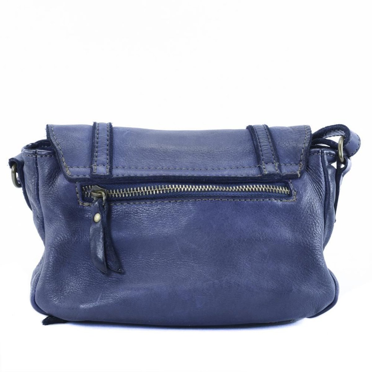 Sac à main en cuir lisse italien MELBOURNE bleu foncé, OH MY BAG