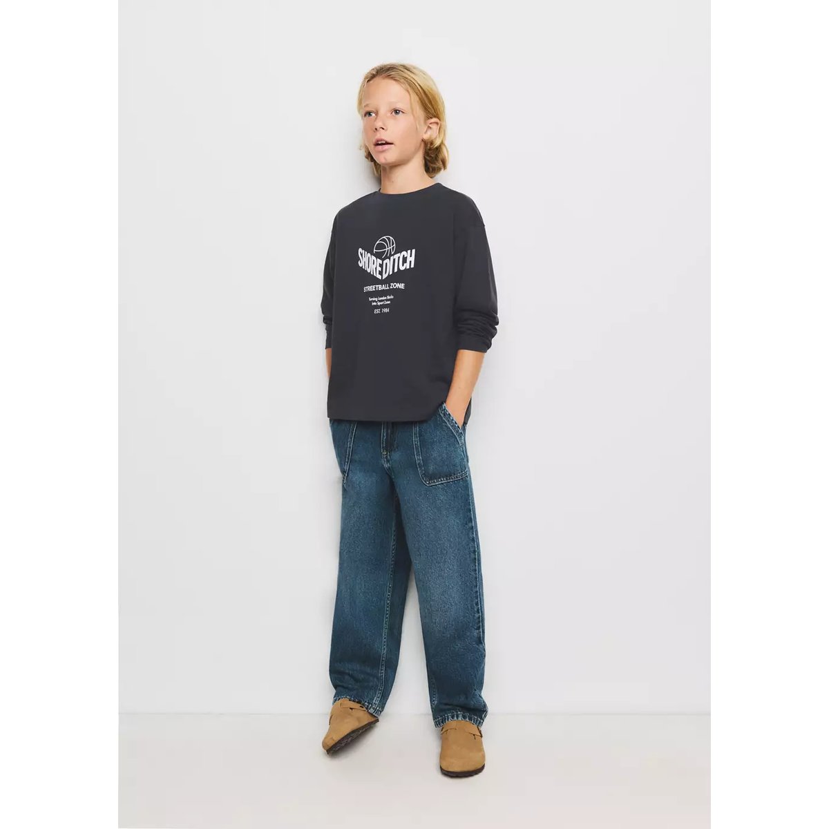 T-shirt coton détail imprimé gris anthracite, MANGO KIDS