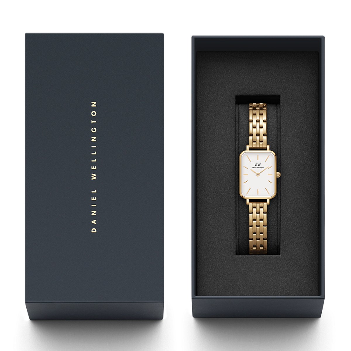 Montre Analogique QUADRO doré blanc doré, DANIEL WELLINGTON