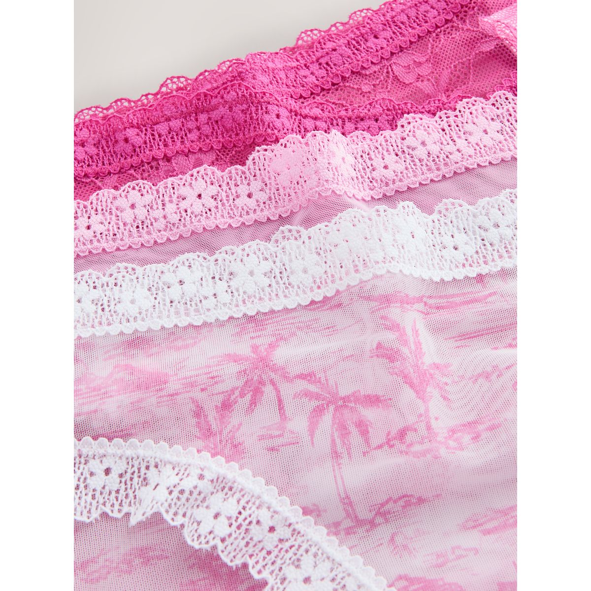 Culotte en maille et dentelle, lot de 3 rose/blanc, NEXT