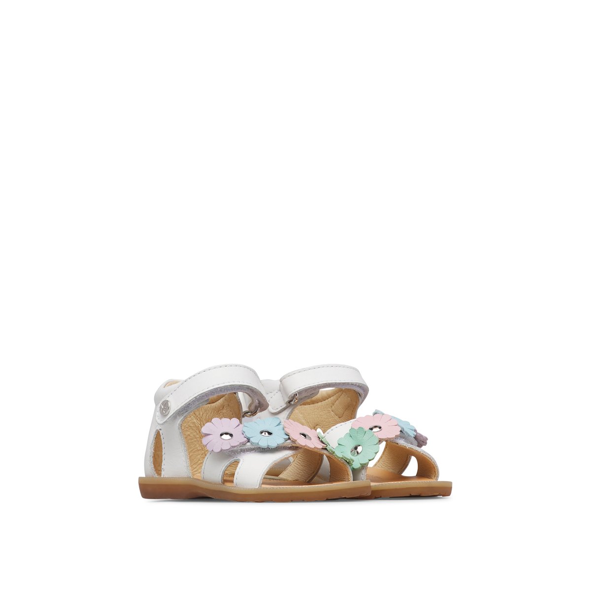 Sandales en cuir TAZOA blanc-multicolore, NATURINO