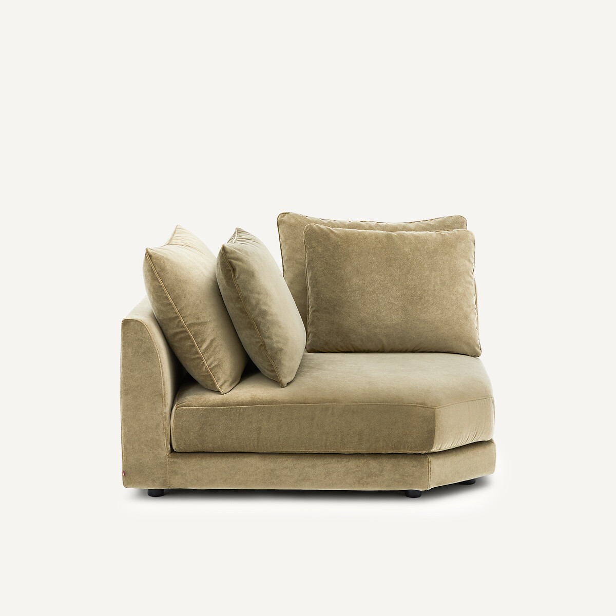 Canapé d'angle modulable en velours de lin, TIBERIO tilleul, AM.PM