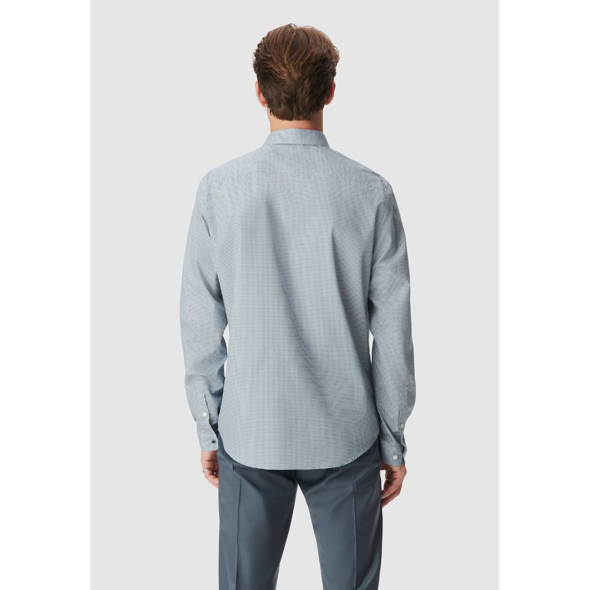 Chemise slim imprimé minimaliste bleu acier, IKKS