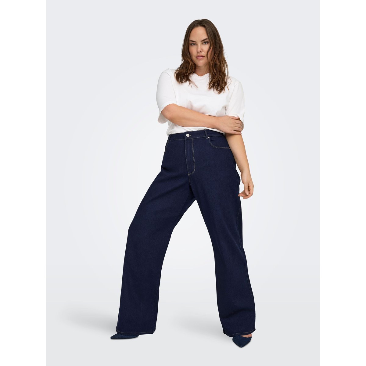 Jean À Jambe Large dark blue denim, ONLY CARMAKOMA