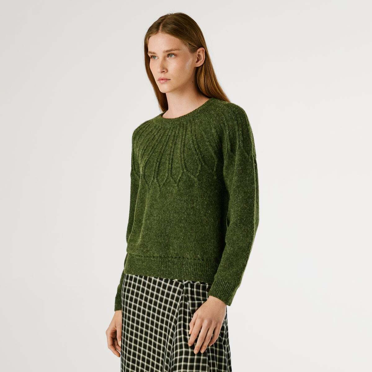 Pull Col Rond En Maille vert kaki, PEPE JEANS