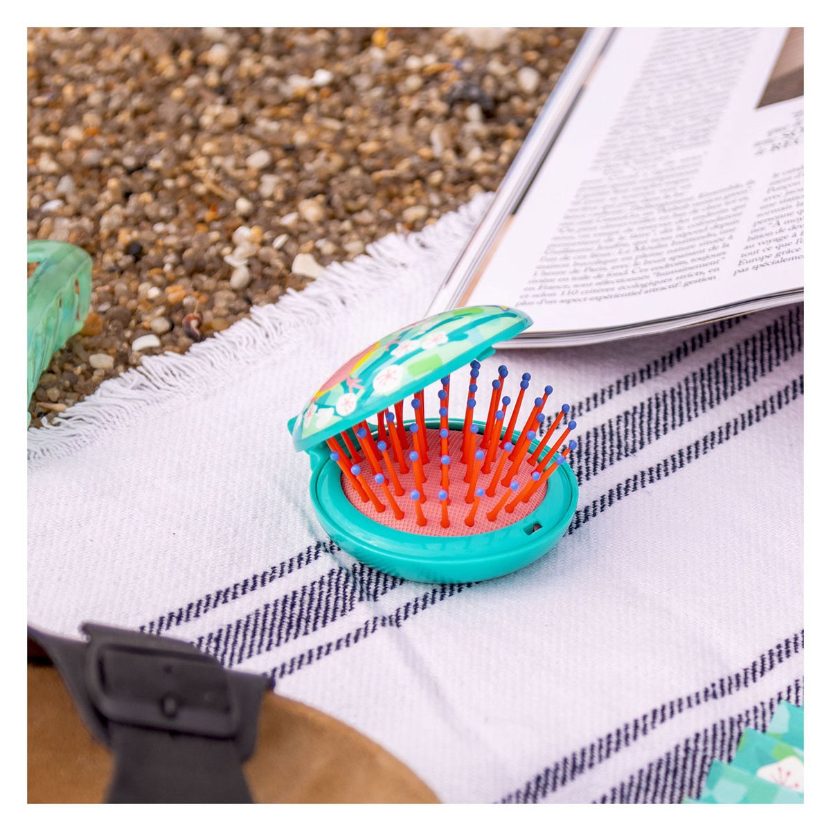 Brosse à cheveux avec miroir  Lady Retro blue owl, PYLONES