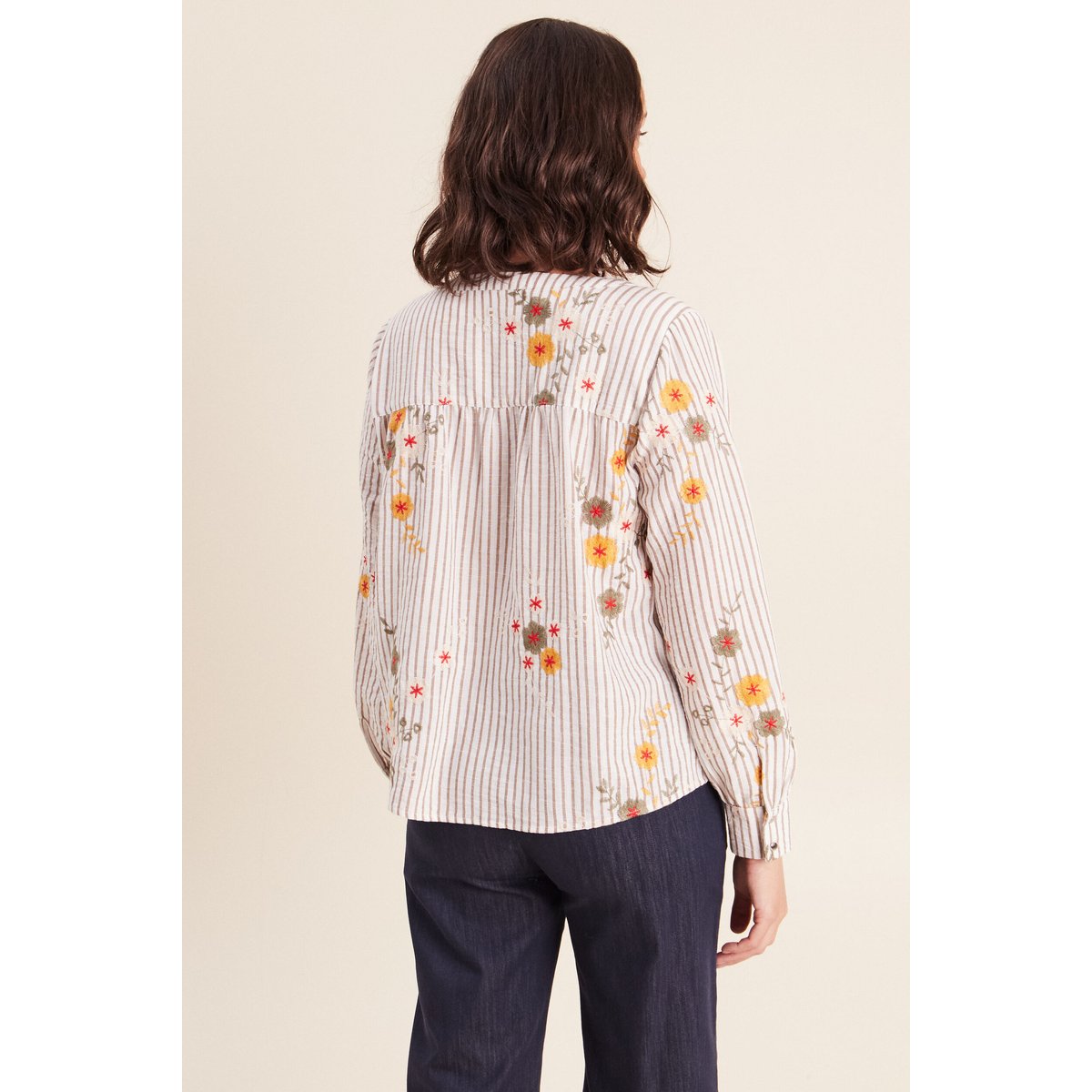 Blouse col v manches longues vert, BREAL