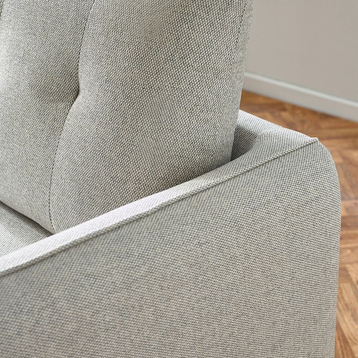 Rene Buttoned Soft Woven 3 Seater Sofa with Walnut Legs light grey, SO'HOME