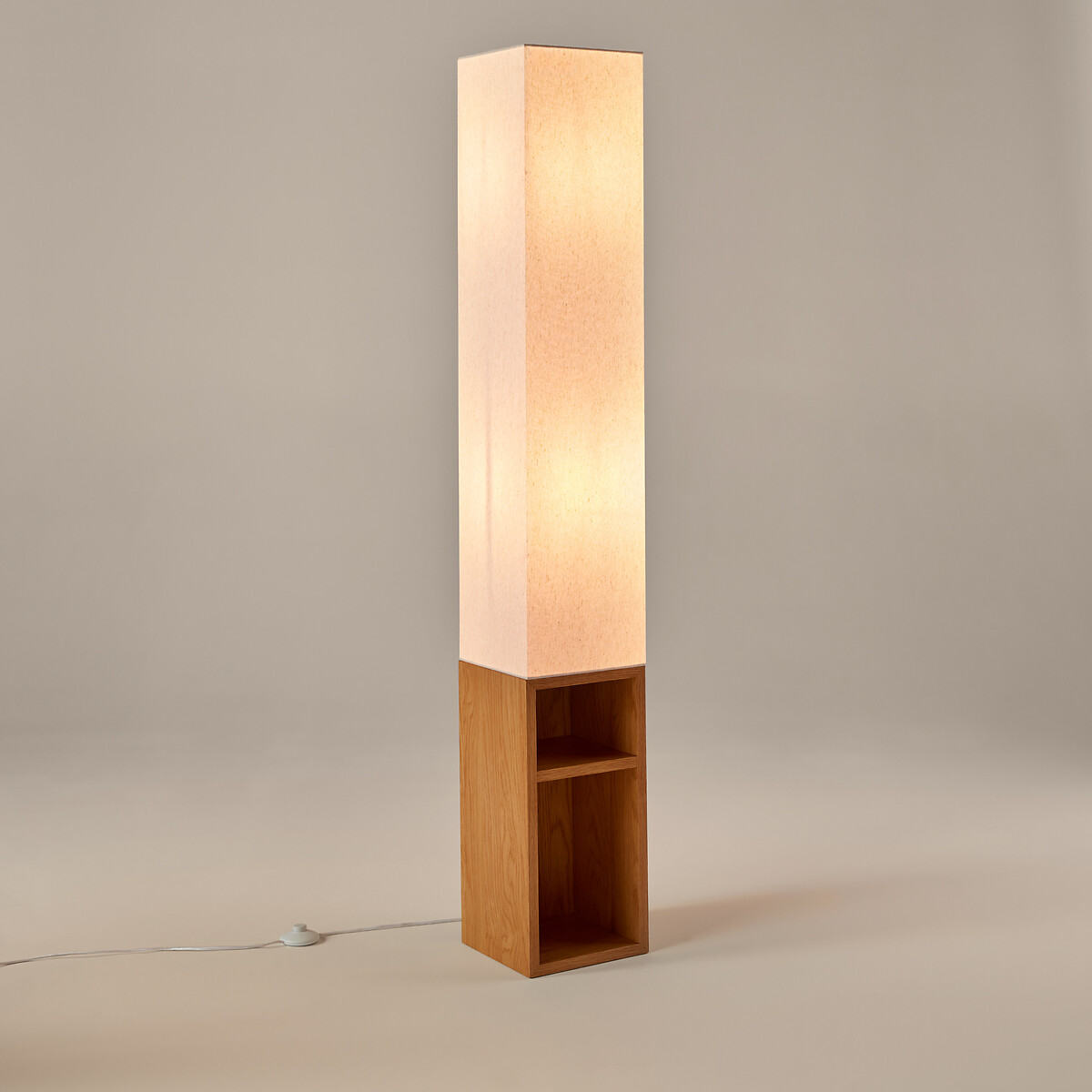 Lampadaire en MDF plaqué chêne et lin, Archi naturel, LA REDOUTE INTERIEURS
