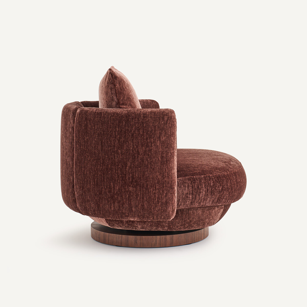 Sillón giratorio de terciopelo texturado y chapa de nogal, ROSEO rosa viejo , AM.PM