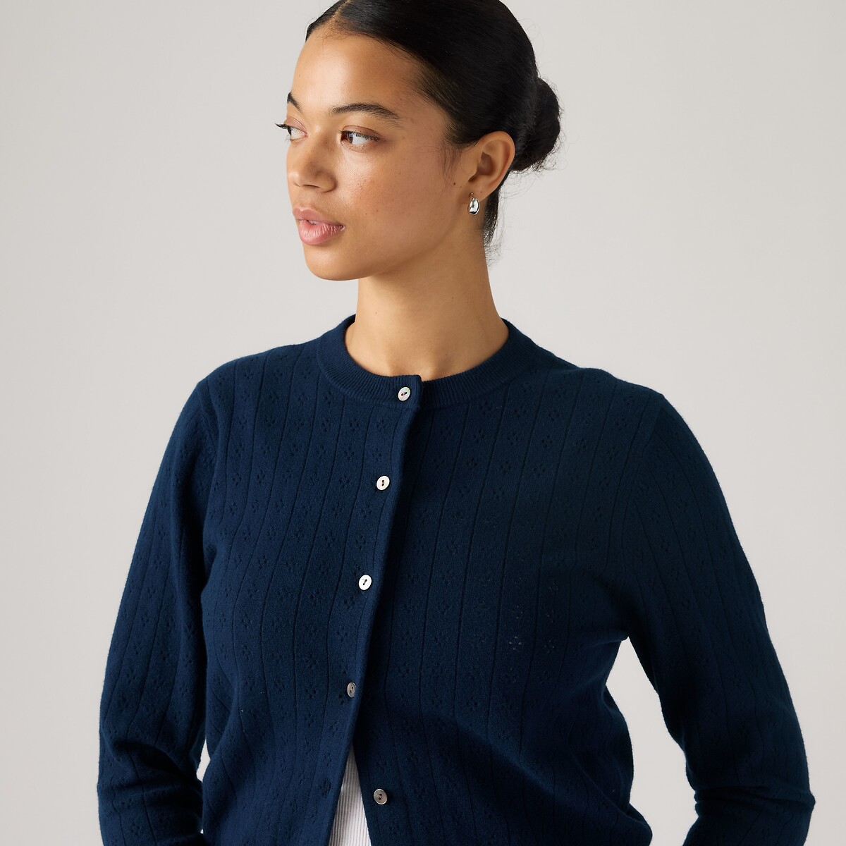 Cardigan col rond maille pointelle marine, LEVI'S