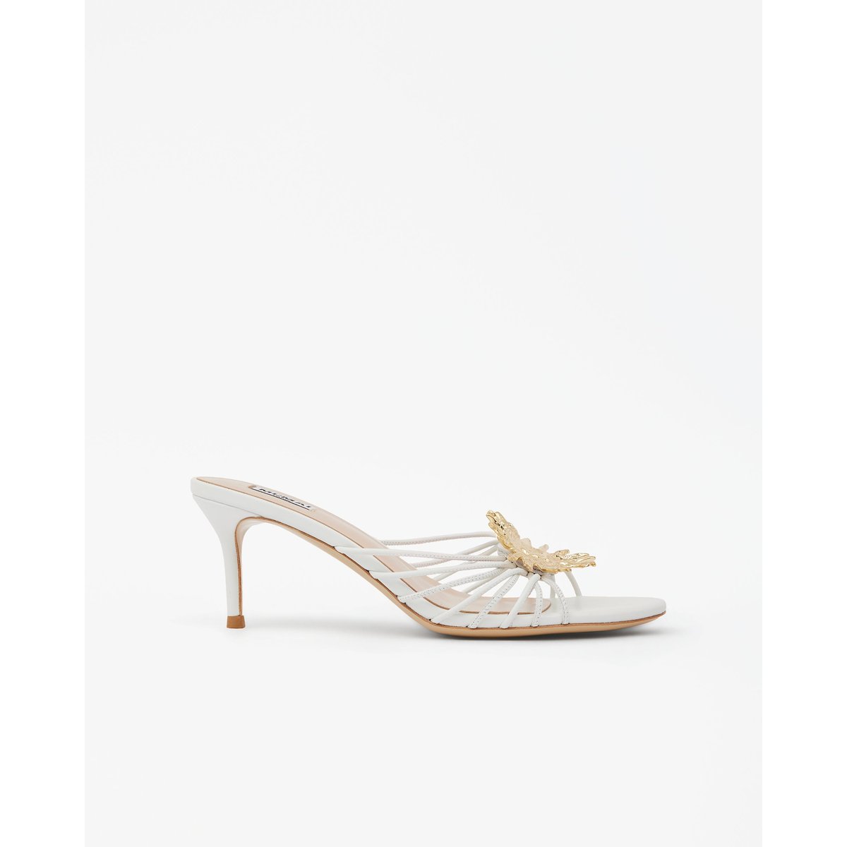 Mules avec bijou doré SALOME blanc, MI MAI