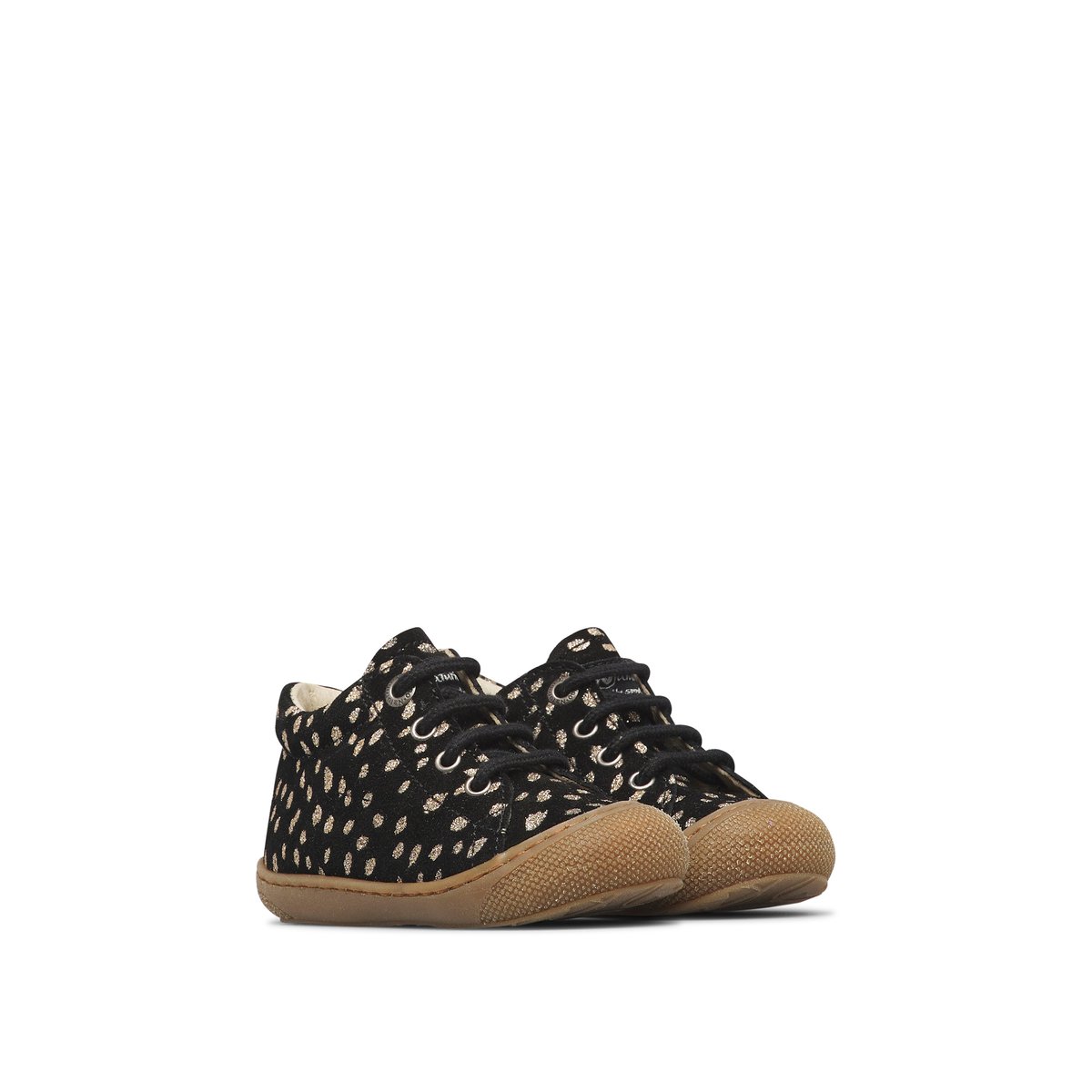 Chaussures premiers pas en suède COCOON noir-platine, NATURINO