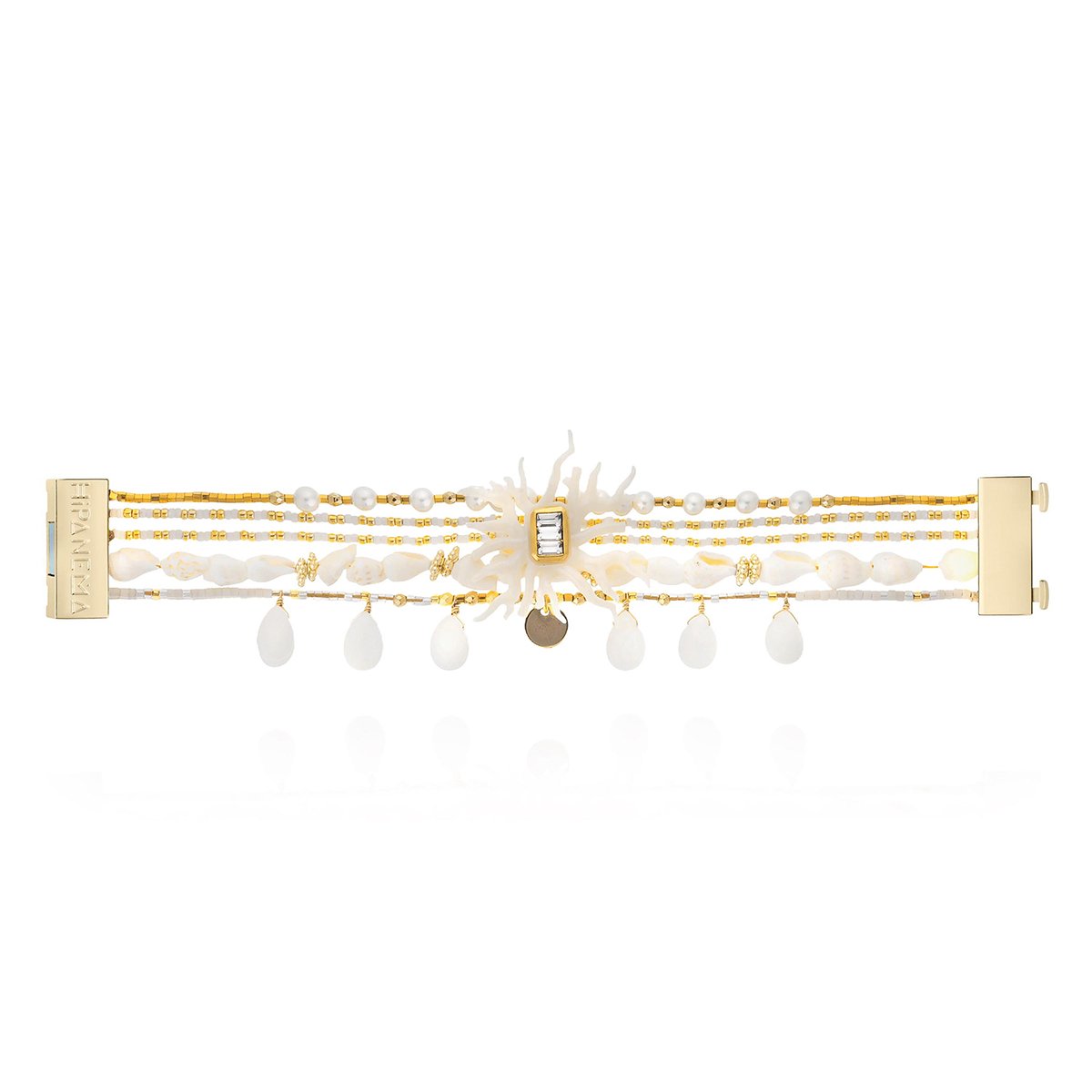 Bracelet manchette multiliens avec fermoir aimanté EGERIE blanc, HIPANEMA