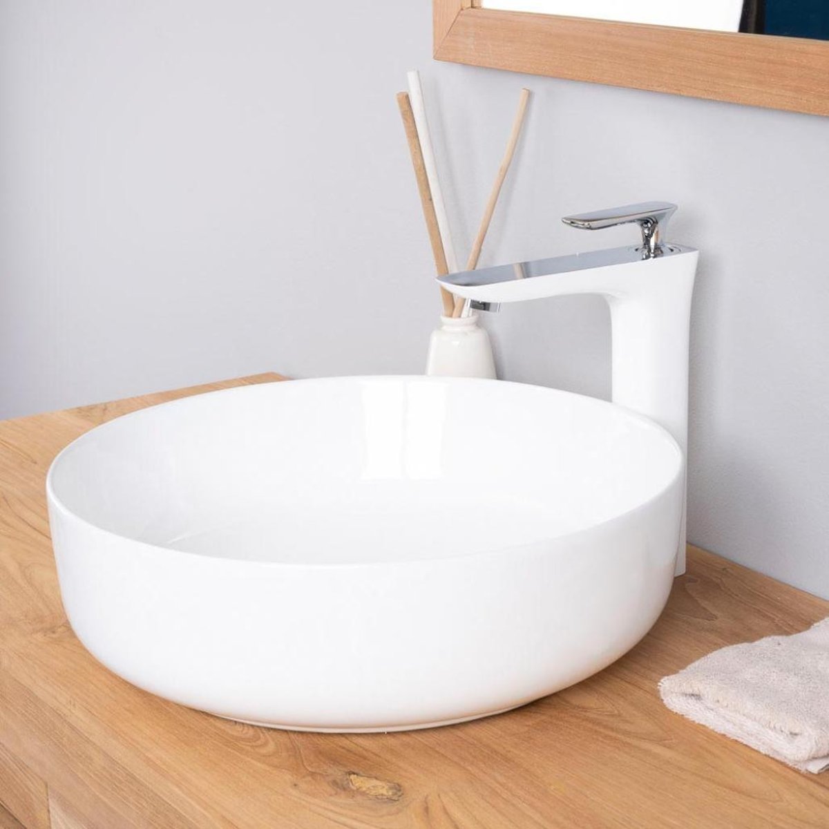 Vasque en céramique ronde 45 cm IPSO blanc, WANDA COLLECTION