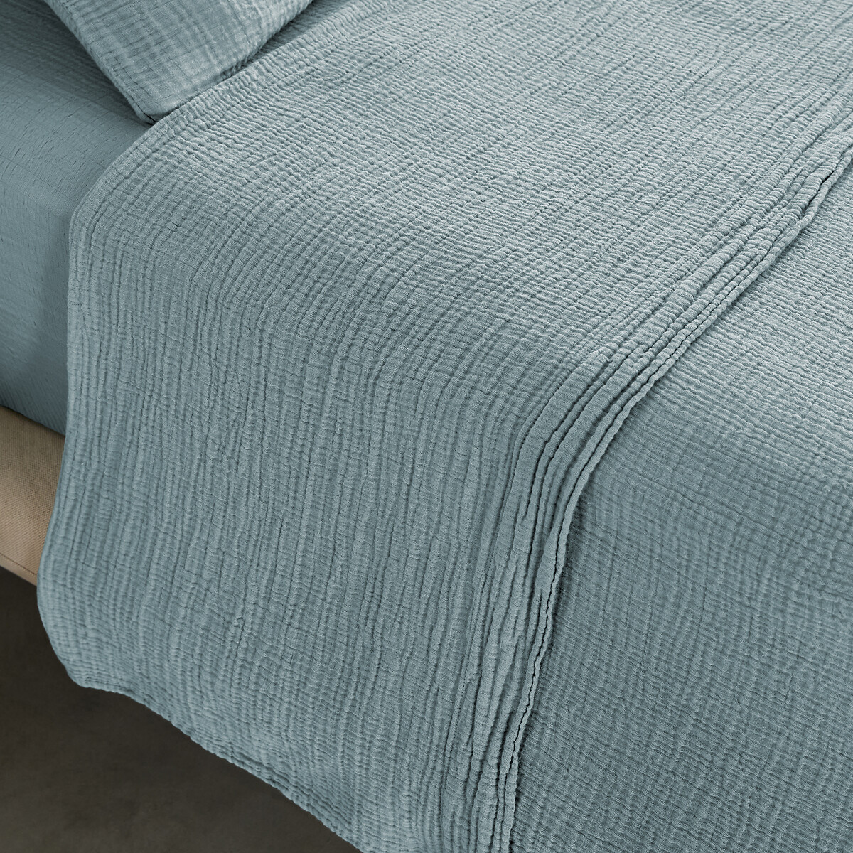 Drap plat en gaze de coton issu de l'agriculture biologique, YAFA eucalyptus, AM.PM